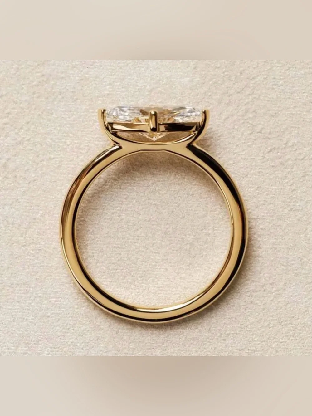 14k Gold Marquise Cut 1 Ct. Moissanite Ring